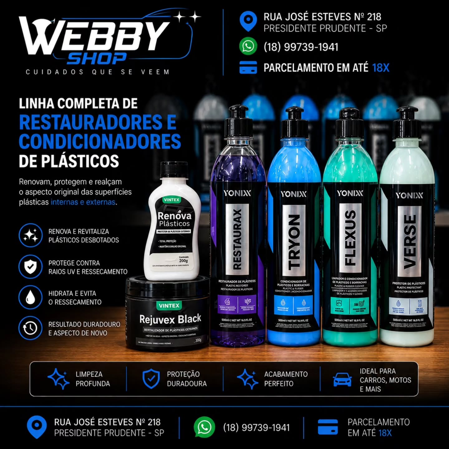 Restauradores de Plásticos — Webby Shop Vonixx Presidente Prudente